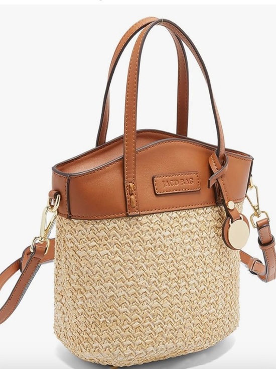 Jacd Handbags - Straw Crossbody Bag Summer Beach Shoulder Top Handle Hobo Tote Woven Bucket Bag